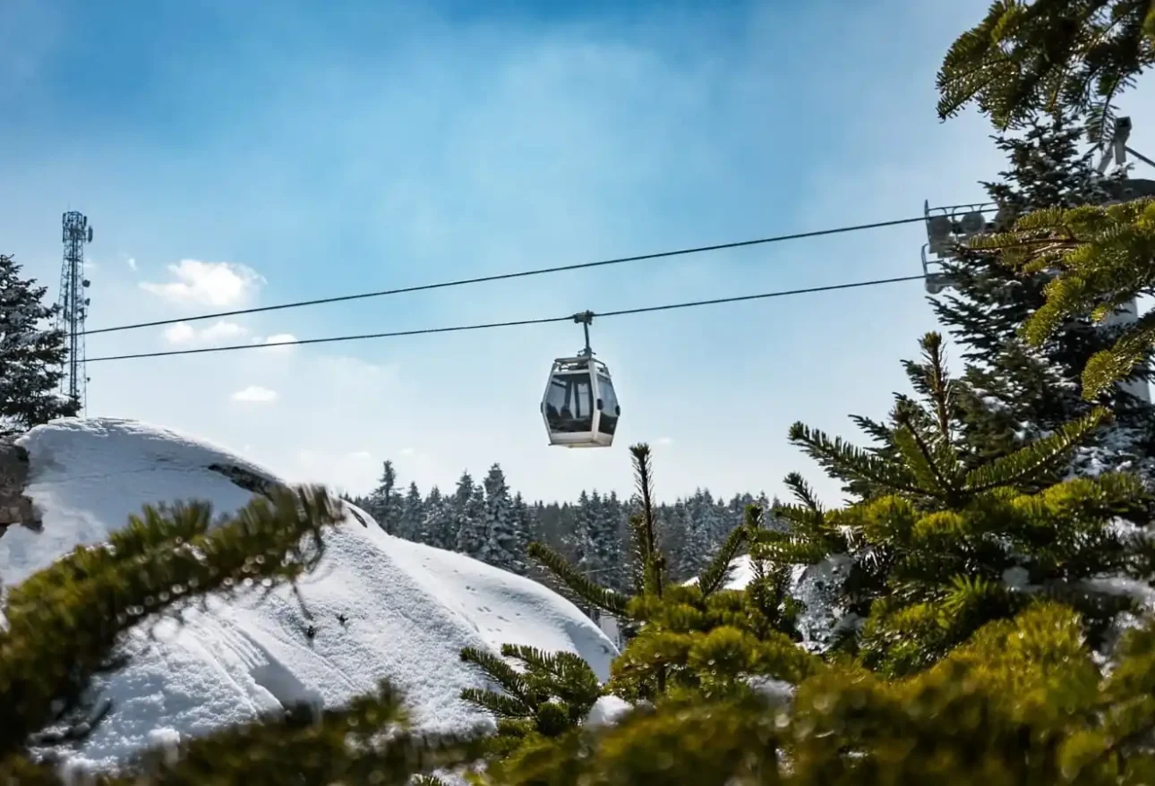 تلفريك بورصة يصعد نحو جبل أولوداغ وسط الطبيعة ضمن رحلة بورصة من إسطنبول